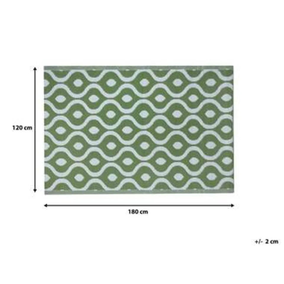 Beliani Outdoortapijt - PUNE Groen Polypropyleen 120x180 Cm 4 Beliani Outdoortapijt - PUNE Groen Polypropyleen 120x180 Cm - Afbeelding 2