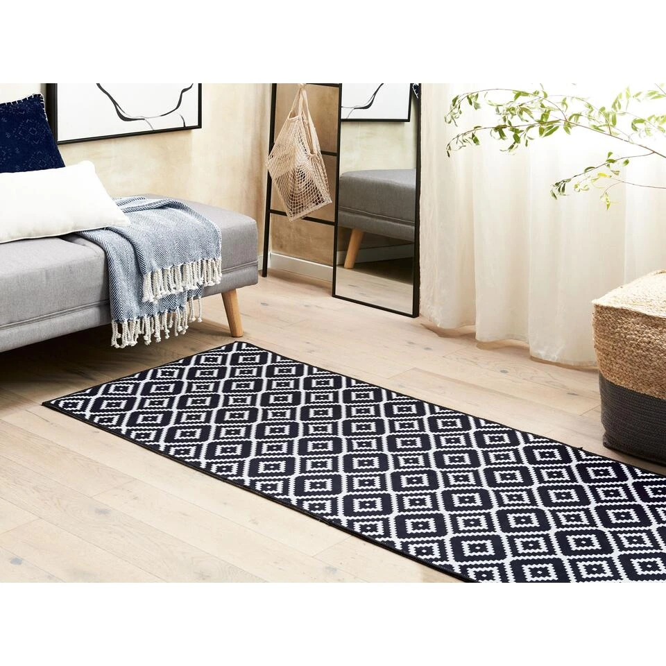 Beliani Loper - KARUNGAL Zwart Polyester 70x200 Cm 4 Beliani Loper - KARUNGAL Zwart Polyester 70x200 Cm - Afbeelding 2