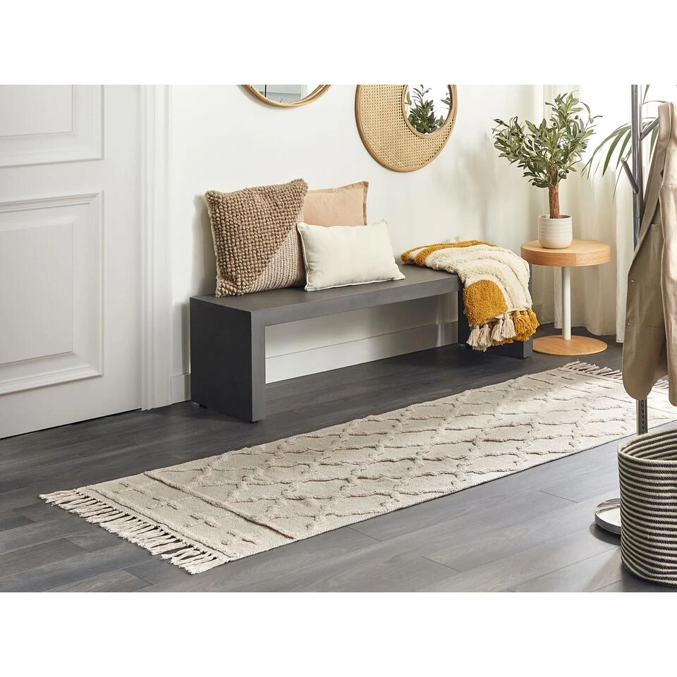 Beliani Loper - TOZLU Beige Katoen 80x230 Cm 4 Beliani Loper - TOZLU Beige Katoen 80x230 Cm - Afbeelding 2