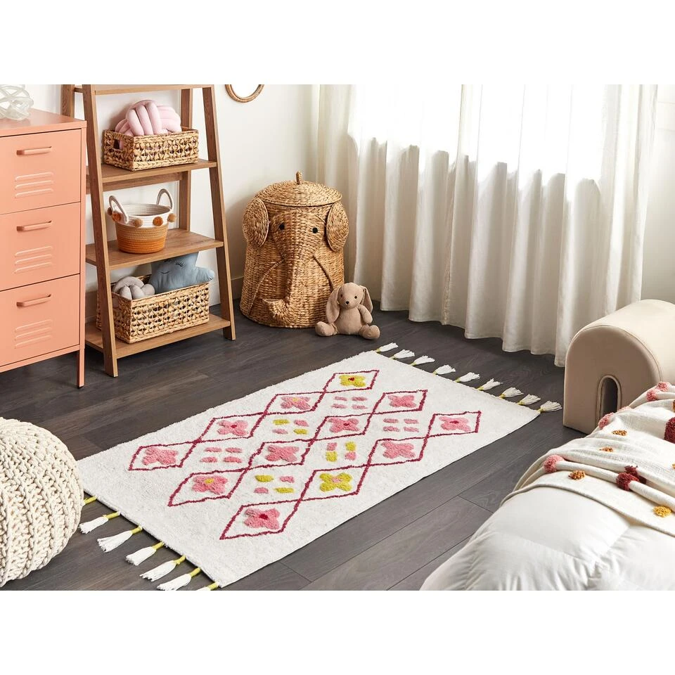 Beliani Laagpolig - CAVUS Wit Katoen 80x150 Cm 4 Beliani Laagpolig - CAVUS Wit Katoen 80x150 Cm - Afbeelding 2